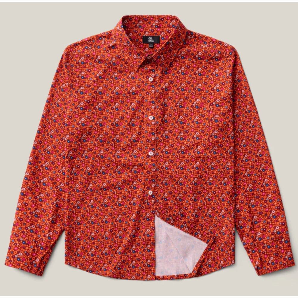Joe & Bella Magnetic Button-Down Shirt Seth Orange Floral Print Men’s Medium